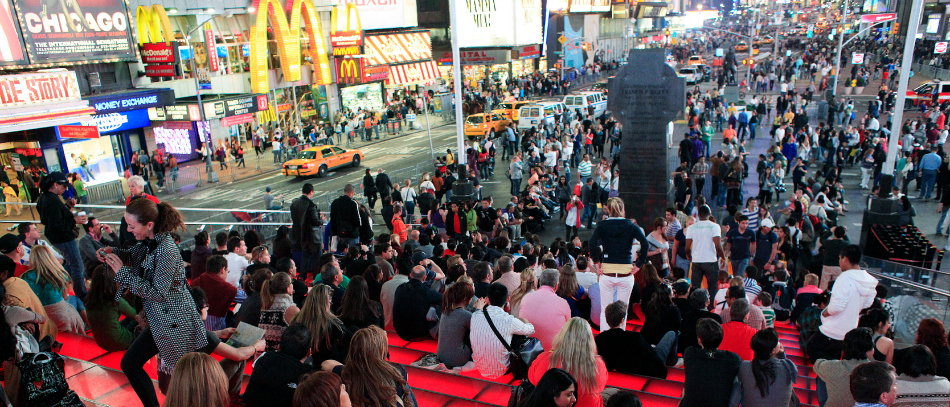 The red steps in Times Square