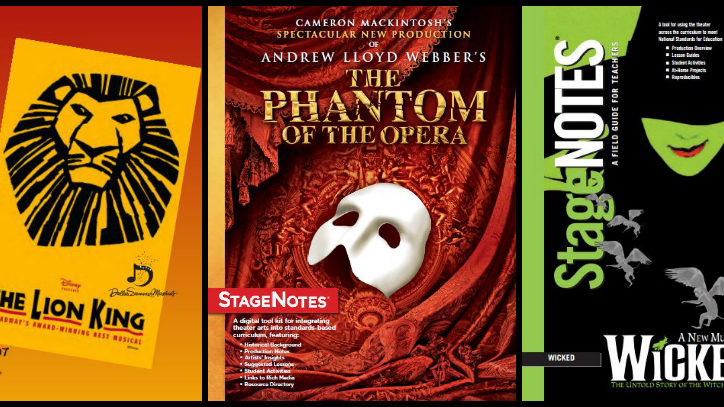Posters for The Lion King, Phantom of the Opera, and Wicked