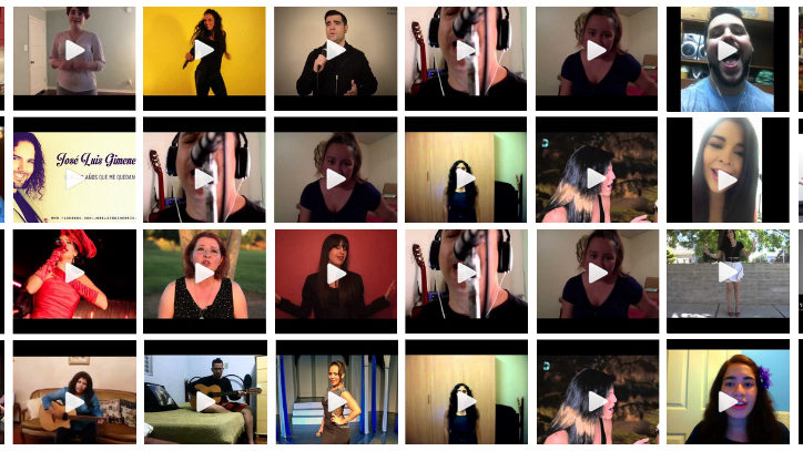 A composite photo of video audition submissions for the role of Gloria in On Your Feet!