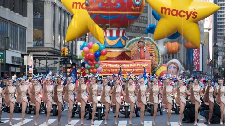 The Rockettes performing at the Macy's Thanksgiving Day Parade