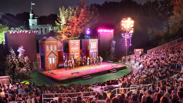 A photo of the stage at the Delacorte Theatre, used by The Public Theatre