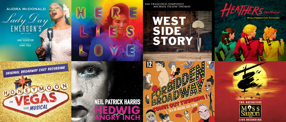 Cast album covers for Broadway musicals