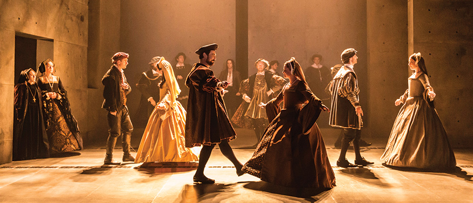 A production photo from the Broadway production of Wolf Hall