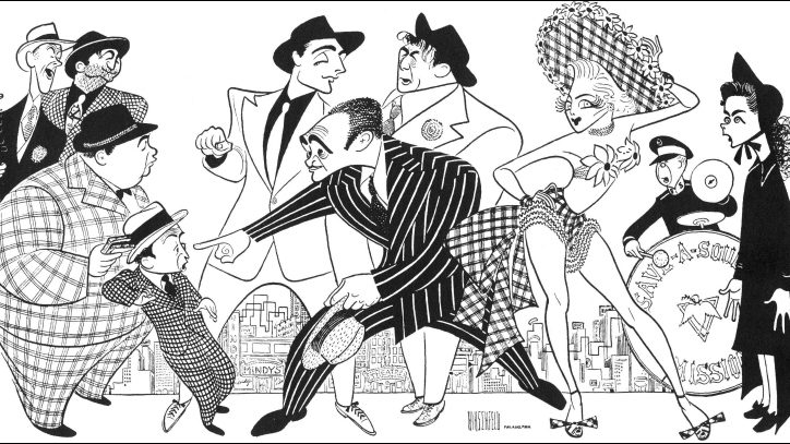 An illustration of Guys and Dolls by Al Hirschfeld