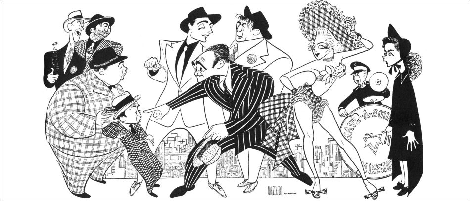 An illustration of Guys and Dolls by Al Hirschfeld