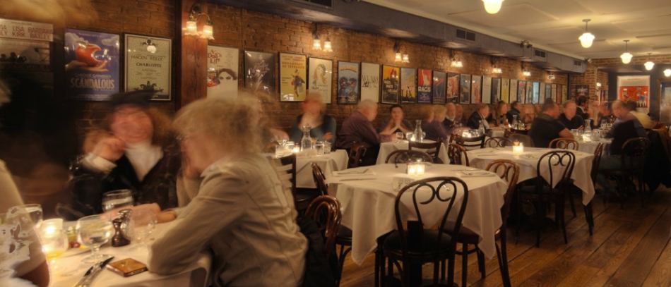 An interior photo of Joe Allen the Restaurant in New York City