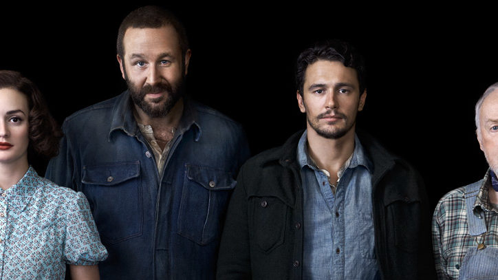 Leighton Meester, Chris O'Dowd, James Franco, and Jim Norton in the Broadway production Of Mice and Men