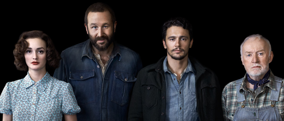 Leighton Meester, Chris O'Dowd, James Franco, and Jim Norton in the Broadway production Of Mice and Men
