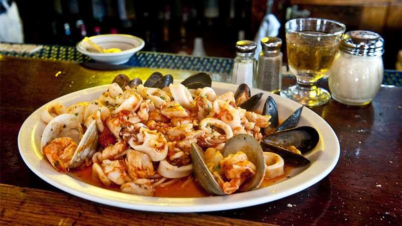 Carmine's also has a delicious Zuppa di Pesce dish: a tomato broth soup with fish, mussels, clams, shrimp, scallops and calamari.