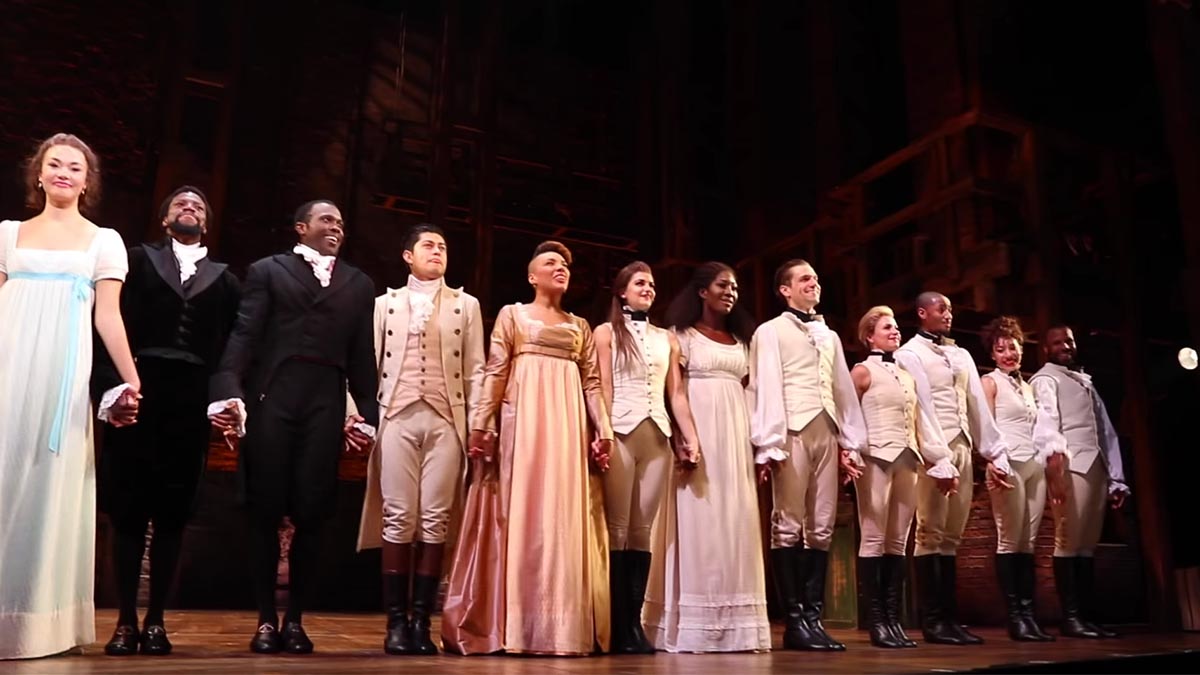 The cast of Hamilton National Tour at the Hollywood Pantages in LA