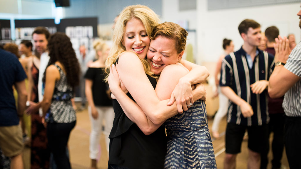 Caissie Levy & Patti Murin in rehearsal for Disney's upcoming Broadway musical Frozen