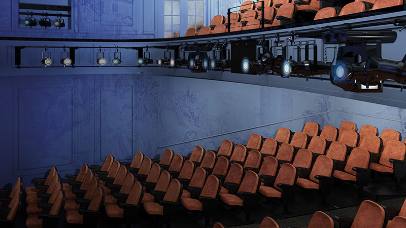 An interior rendering of Second Stage Theater's renovated Helen Hayes Theater