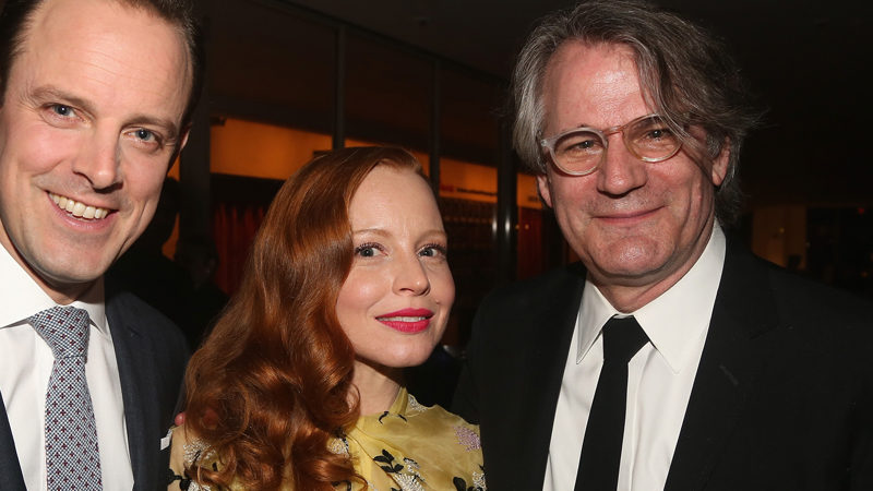 Harry Hadden-Paton, Lauren Ambrose, and Bartlett Sher at the opening night of the Broadway revival of My Fair Lady