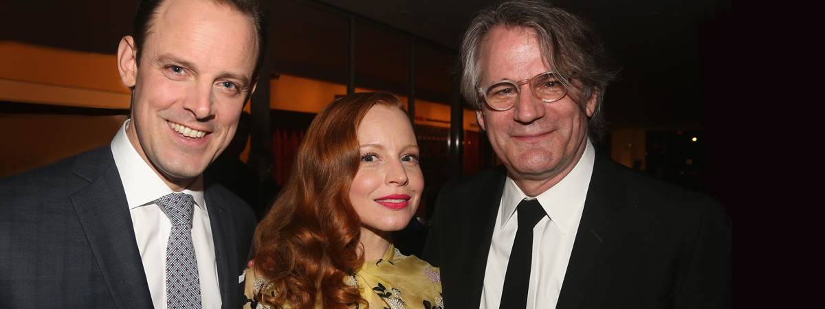 Harry Hadden-Paton, Lauren Ambrose, and Bartlett Sher at the opening night of the Broadway revival of My Fair Lady