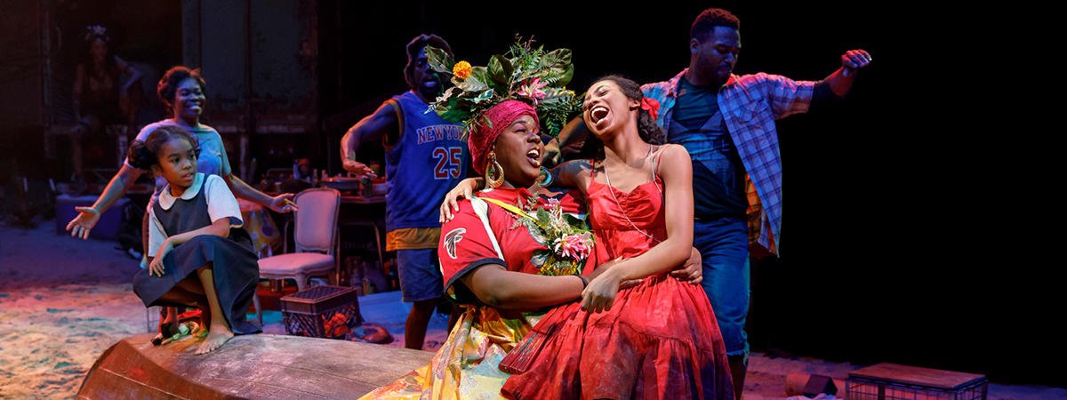 Alex Newell and Hailey Kilgore in Once On This Island