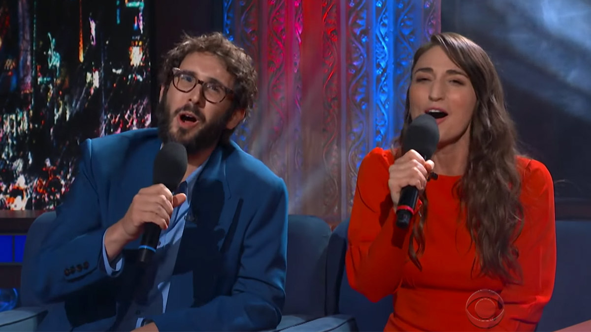 Josh Groban and Sara Bareilles perform "Tony Awards the Musical" on The Late Show with Stephen Colbert