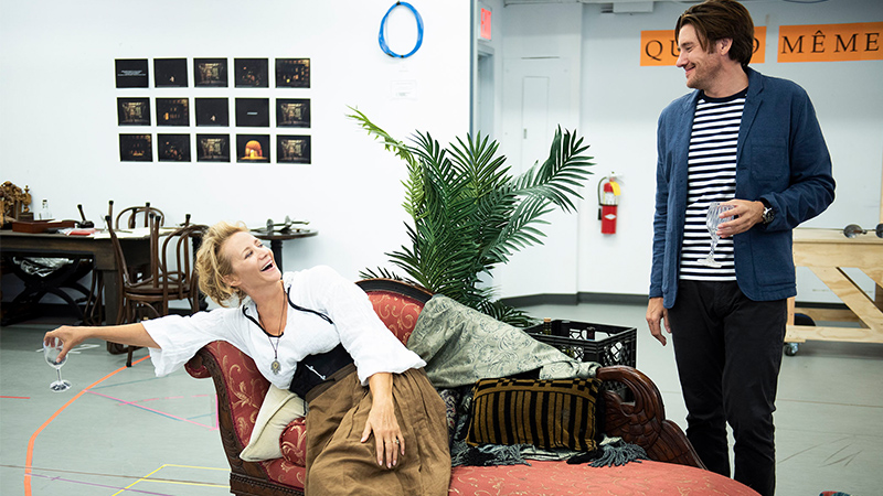 Janet McTeer and Jason Butler Harner in rehearsal for Bernhardt/Hamlet. Photo by Jenny Anderson.