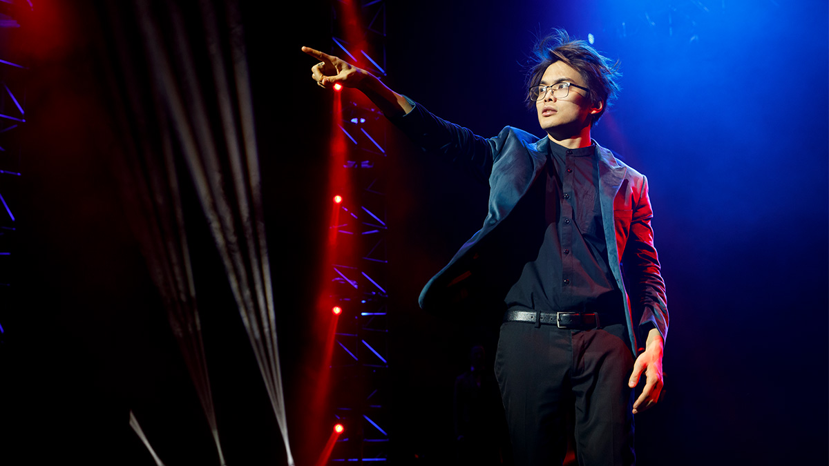 Shin Lim in The Illusionists - Magic of the Holidays. Photo by Joan Marcus.
