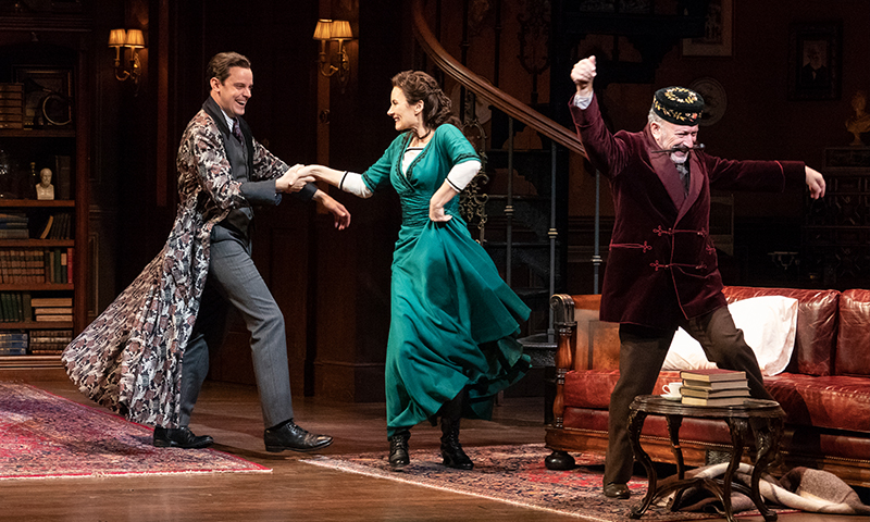 Harry Hadden-Paton, Laura Benanti, and Allan Corduner in <i>My Fair Lady</i>. Photo by Joan Marcus.