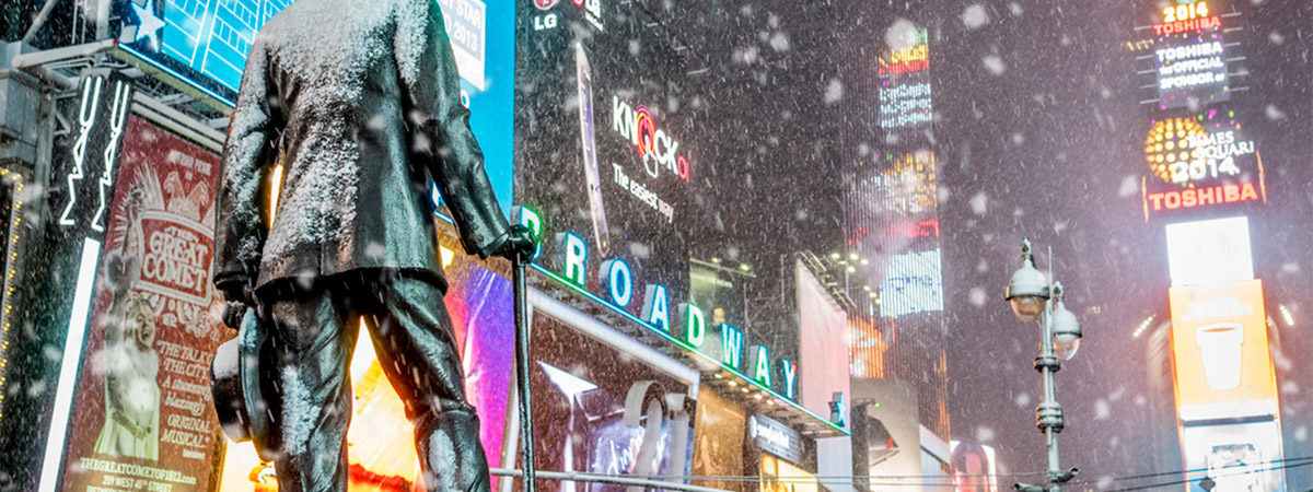 Times Square covered in snow