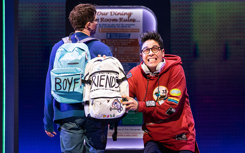 Will Roland and George Salazar in <i>Be More Chill</i>. Photo by Maria Baranova.