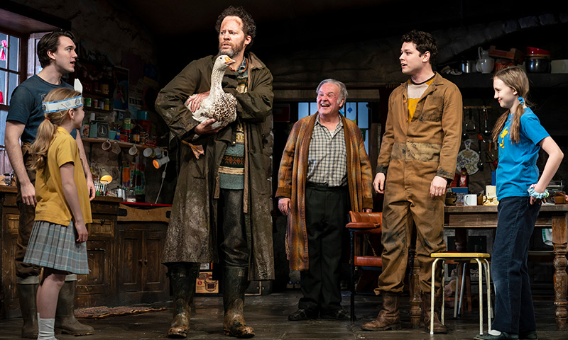 Collin Kelly-Sordelet, Matilda Lawler, Shuler Hensley, Fred Applegate, Sean Delaney and Willow McCarthy in <i>The Ferryman</i>. Photo by Joan Marcus.