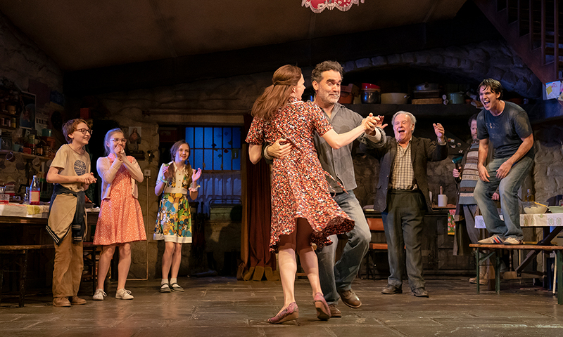 Brian d'Arcy James, Holley Fain and the company of <i>The Ferryman</i>. Photo by Joan Marcus.