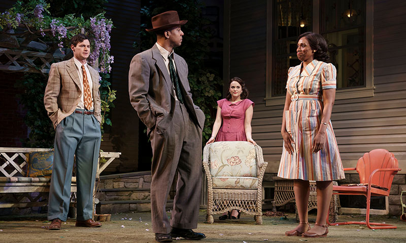 Benjamin Walker, Hampton Fluker, Francesca Carpanini, and Chinasa Ogbuagu in <i>All My Sons</i>. Photo by Joan Marcus.