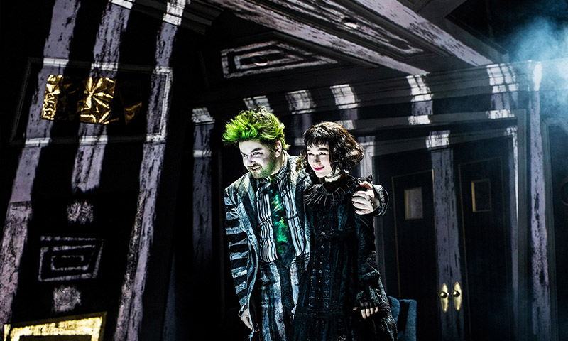 Alex Brightman and Sophia Anne Caruso in <i>Beetlejuice</i>. Photo by Matthew Murphy.