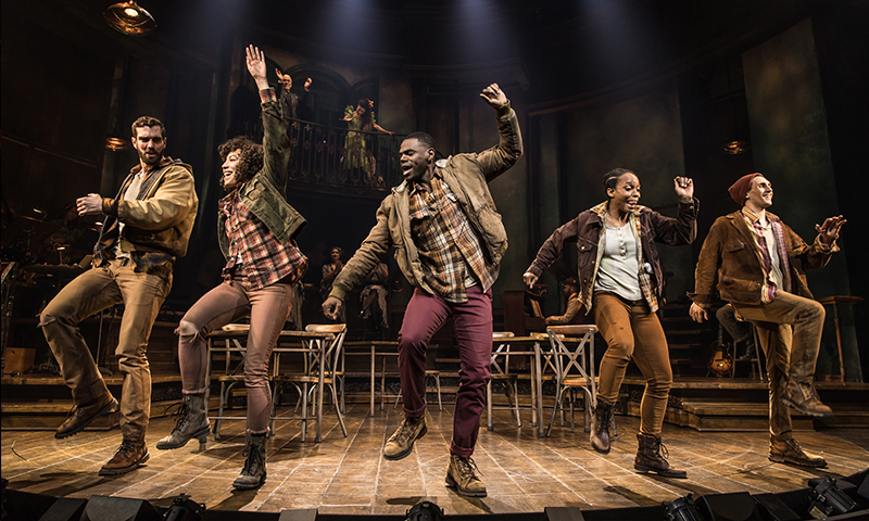 Workers Chorus in <i>Hadestown</i>. Photo by Matthew Murphy.
