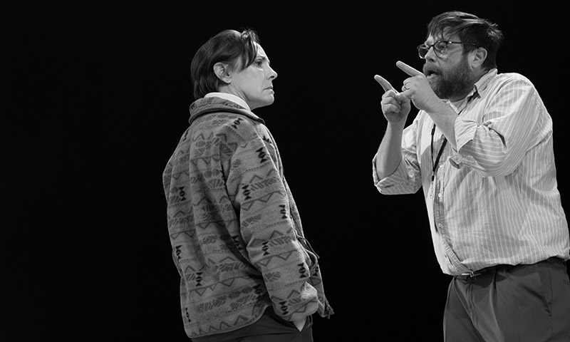 Laurie Metcalf and Zak Orth in <i>Hillary and Clinton</i>. Photo by Julieta Cervantes.