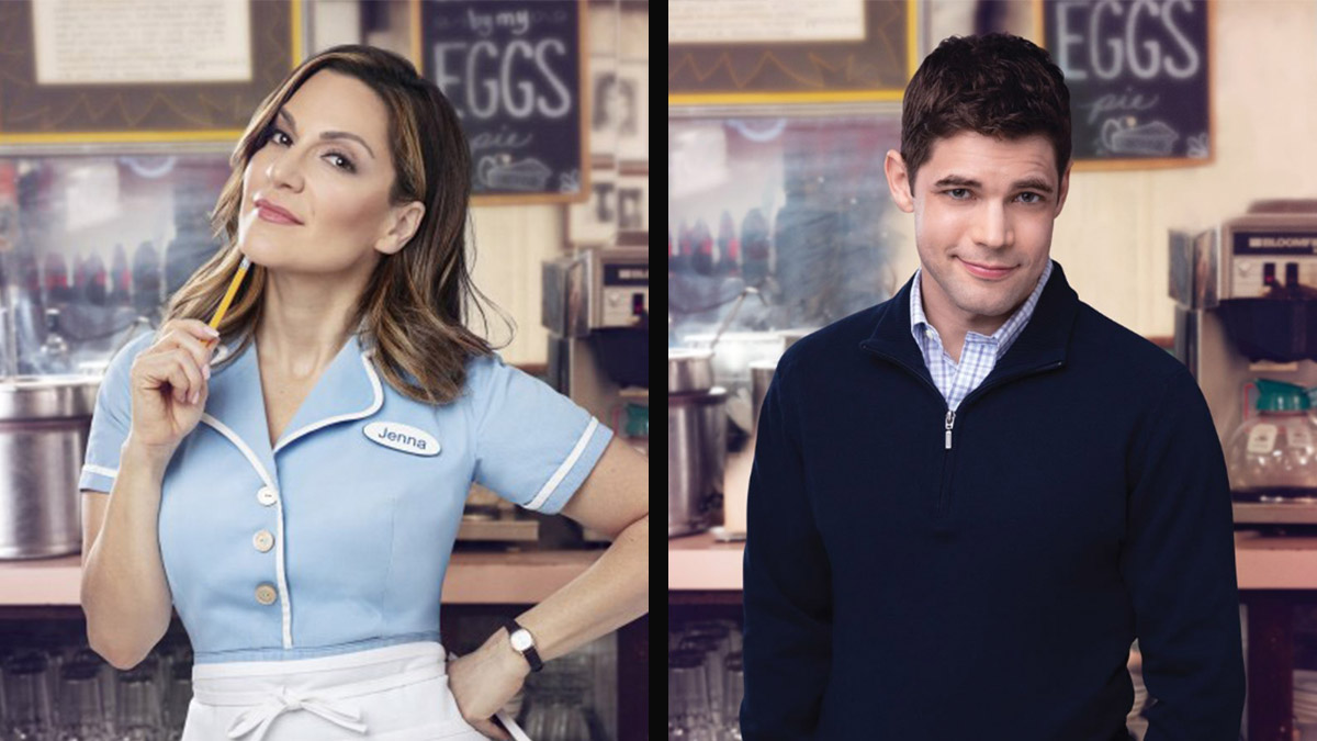 Shoshana Bean and Jeremy Jordan extend in Waitress