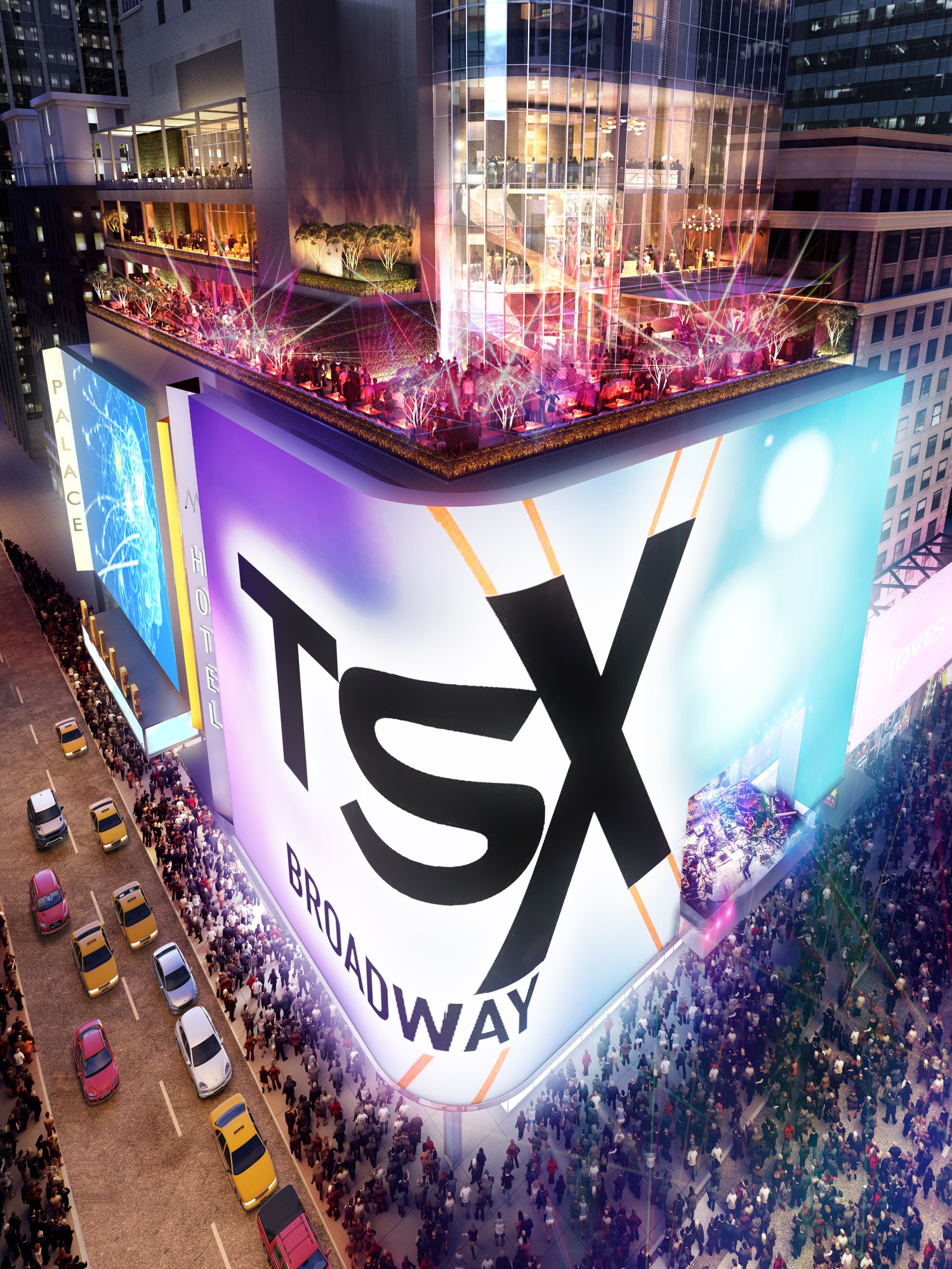 TSX Broadway at the corner of Broadway and W47th Street. 