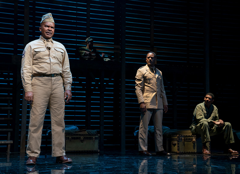 David Alan Grier, Blair Underwood, and Billy Eugene Jones in <i>A Soldier's Play</i>. Photo by Joan Marcus.