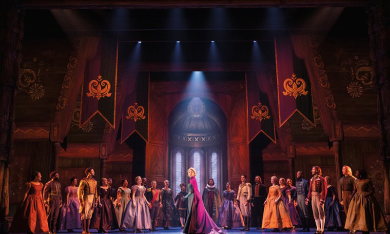 Caroline Bowman and the cast of the national tour of <i>Frozen</i>. Photo by Deen van Meer.