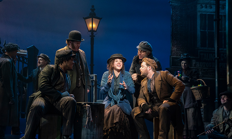 Shavey Brown, Mark Aldrich, Shereen Ahmed, William Michals, and Colin Anderson in the national tour of <i>My Fair Lady</i>. Photo by Joan Marcus.