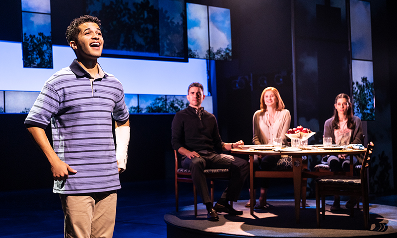 Jordan Fisher, Ivan Hernandez, Christiane Noll, and Gabrielle Carrubba in <i>Dear Evan Hansen</i>. Photo by Matthew Murphy.
