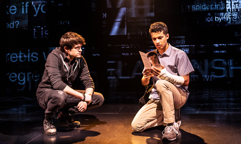 David Jeffery and Jordan Fisher in <i>Dear Evan Hansen</i>. Photo by Matthew Murphy.