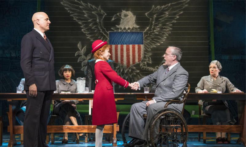 Alex Bourne, Ruby Stokes, and Russell Wilcox in the West End production of “Annie” (Paul Coltas)