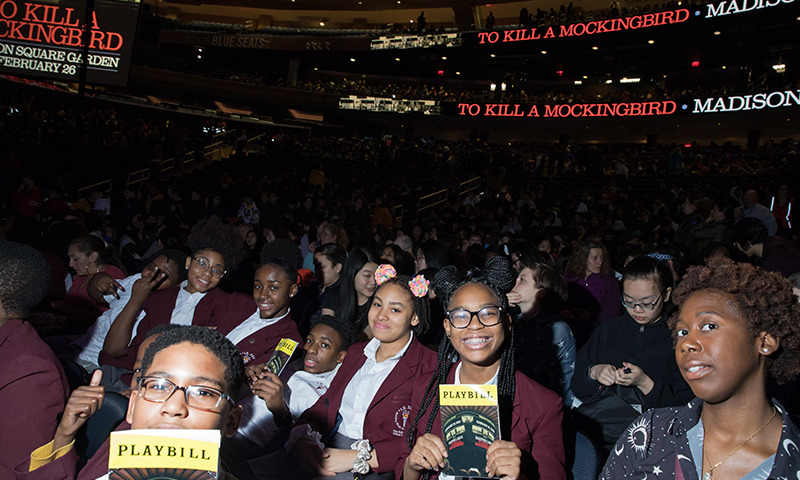 Students in the audience of <i>To Kill a Mockingbird</i> at Madison Square Garden. Photo by Julieta Cervantes.