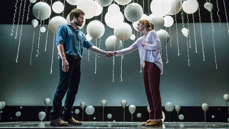 Jake Gyllenhaal and Ruth Wilson in <i>Constellations.</i> Photo by Joan Marcus.