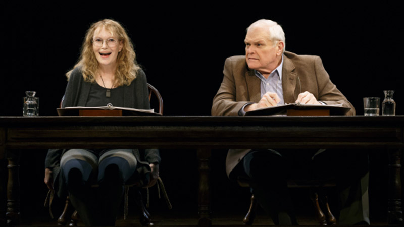 Mia Farrow and Brian Dennehy in <i>Love Letters</i>. Photo by Carol Rosegg.