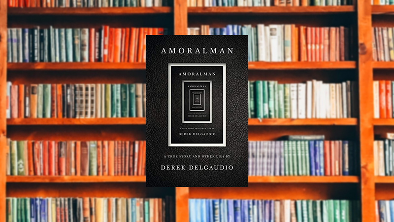 Amoralman on a library background