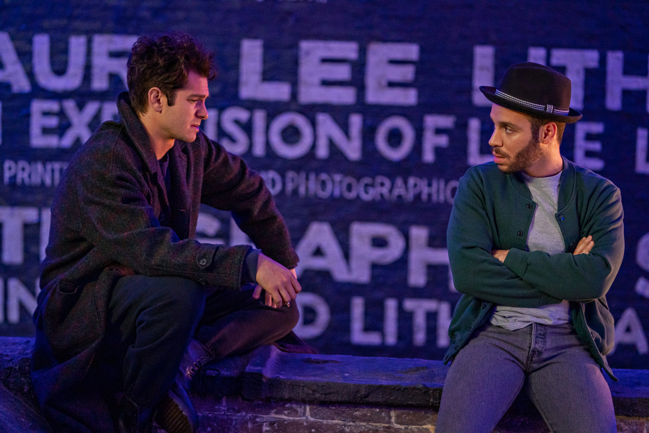 Andrew Garfield as Jonathan Larson and Robin de Jesus as Michael in <i>tick, tick...BOOM!</i>. Photo by Macall Polay for Netflix.
