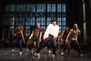 Myles Frost and the Cast of MJ. Photo by Matthew Murphy.