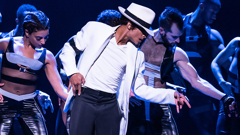 Myles Frost and the Cast of MJ. Photo by Matthew Murphy.