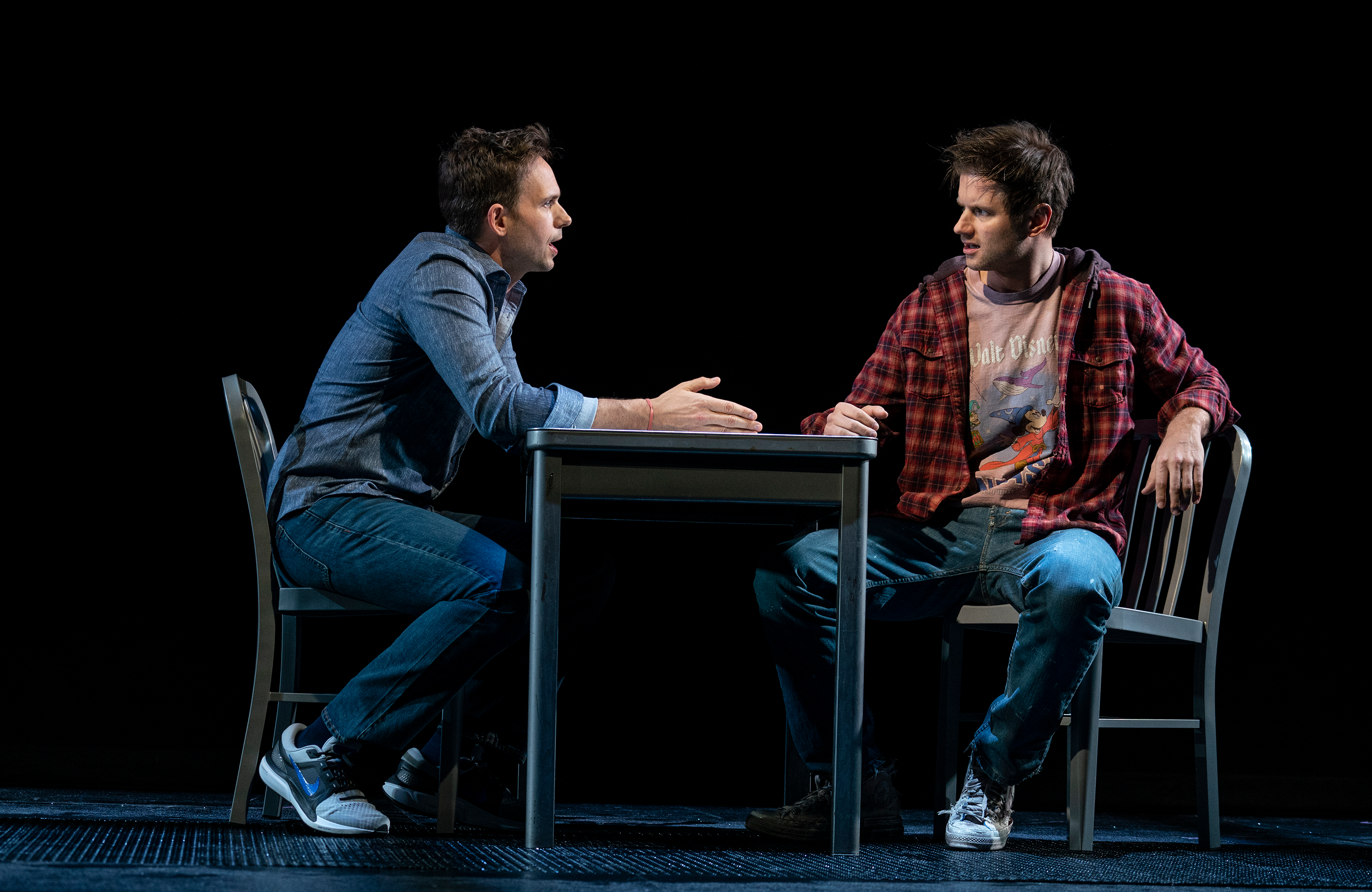 Patrick J. Adams and Michael Oberholtzer in Take Me Out. Photo by Joan Marcus.