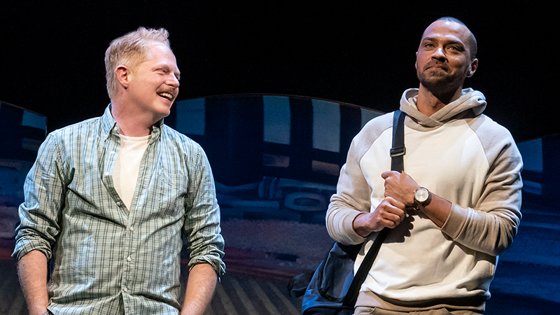 Jesse Tyler Ferguson and Jesse Williams in Take Me Out. Photo by Joan Marcus.