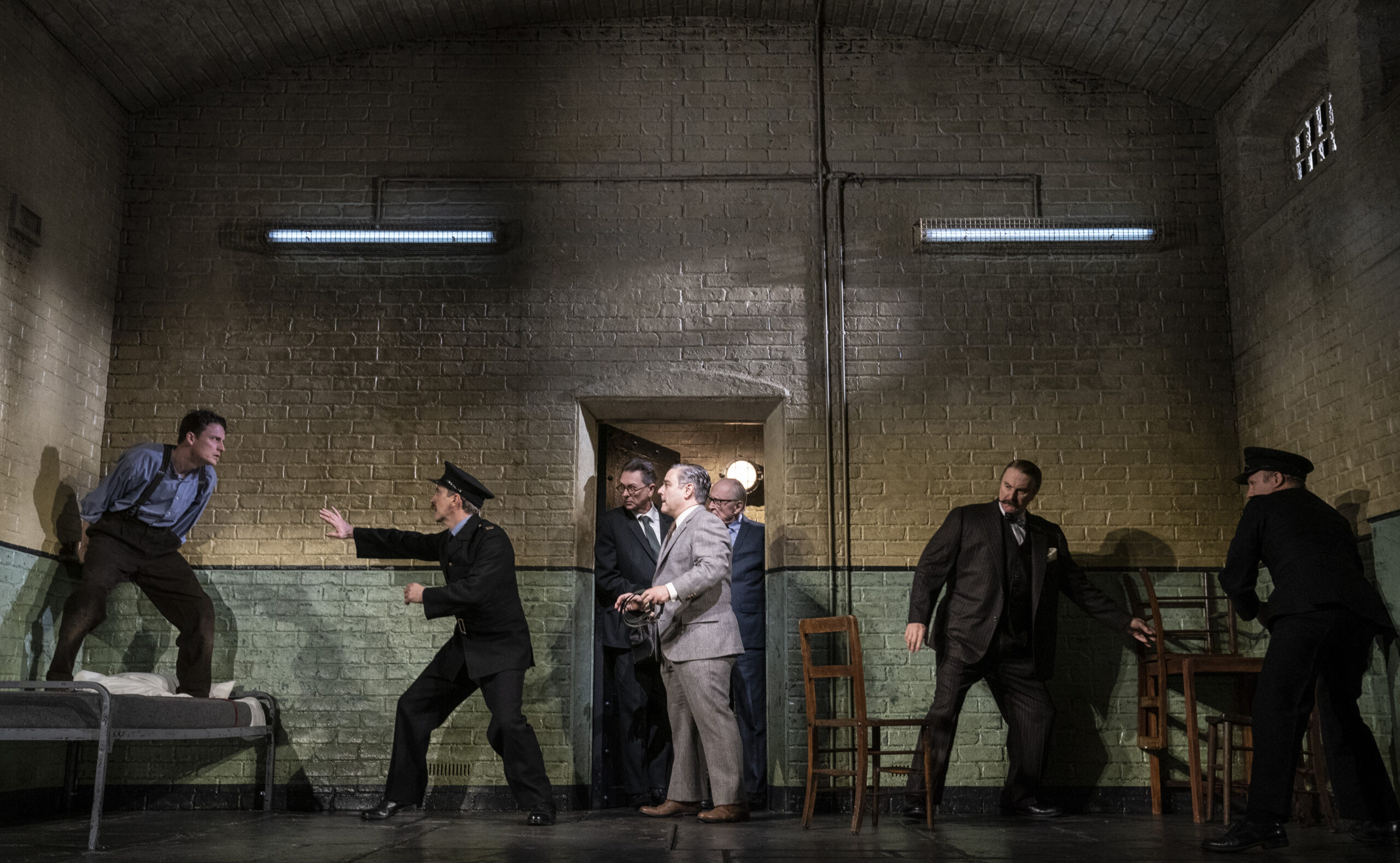 The Cast of Hangmen. Photo by Joan Marcus.