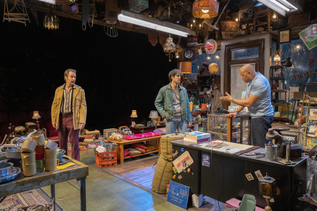 Sam Rockwell, Darren Criss, and Laurence Fishburne in American Buffalo. Photo by Richard Termine.